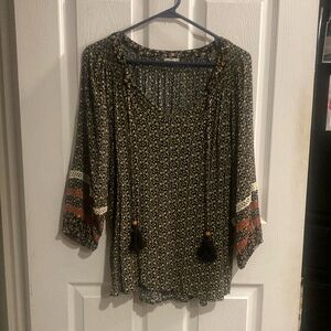 Mason & Belle Floral Black and Brown Floral Women's Tunic- 1X